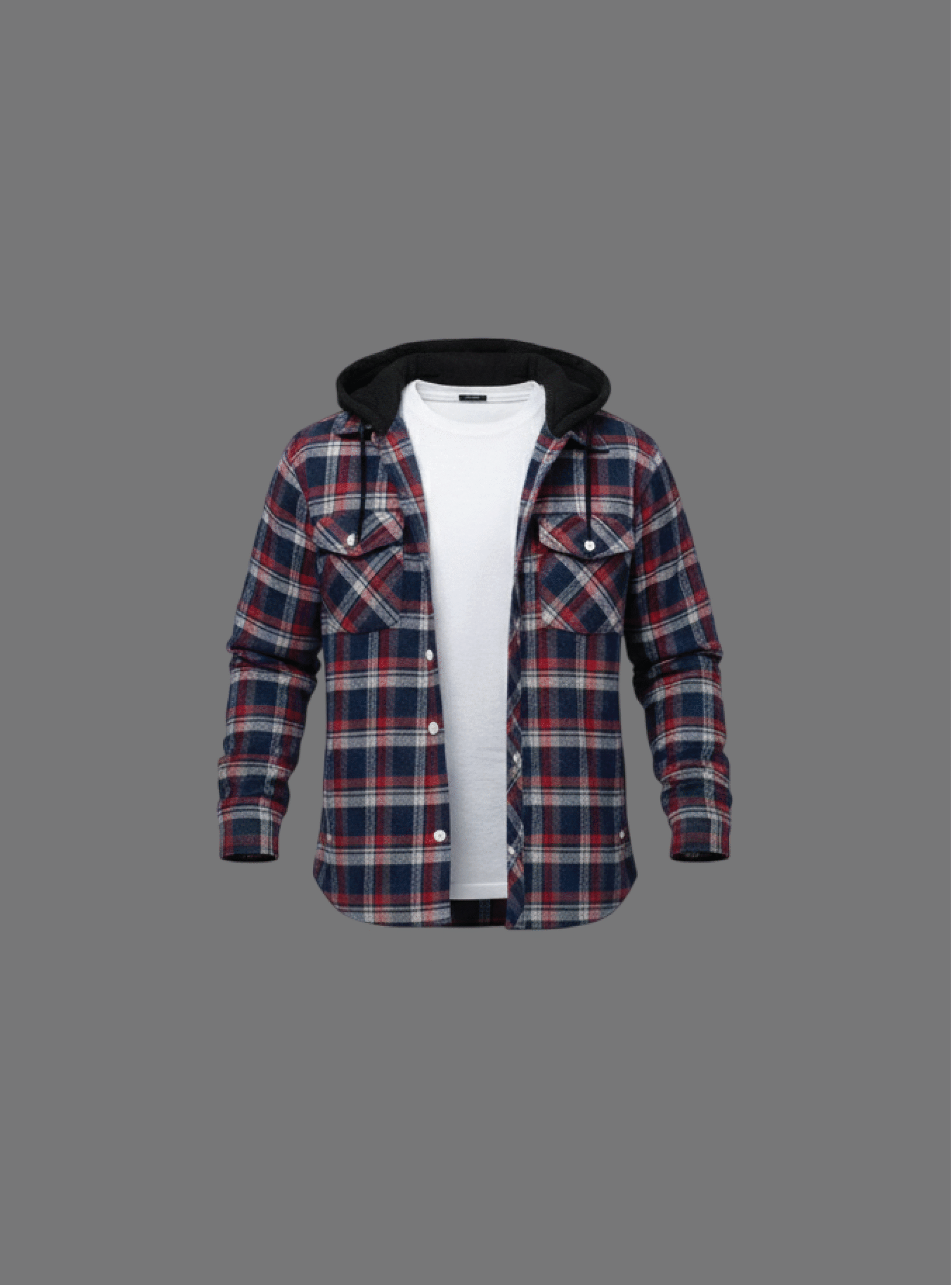 Men's Flannel Polar Jacket with Hood